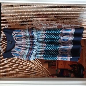 Enfocus Studio Blue and White Patterned Dress